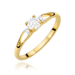 Pierścionek W0708 Diament 0,08ct żółte złoto 375