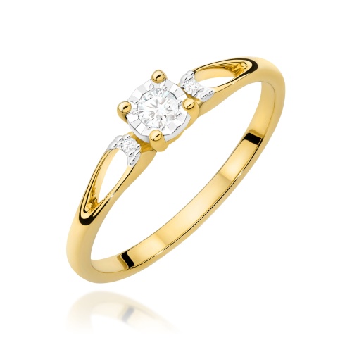 Pierścionek W0708 Diament 0,08ct żółte złoto 375