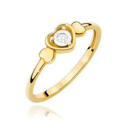 Pierścionek W0709 Diament 0,03ct żółte złoto 375
