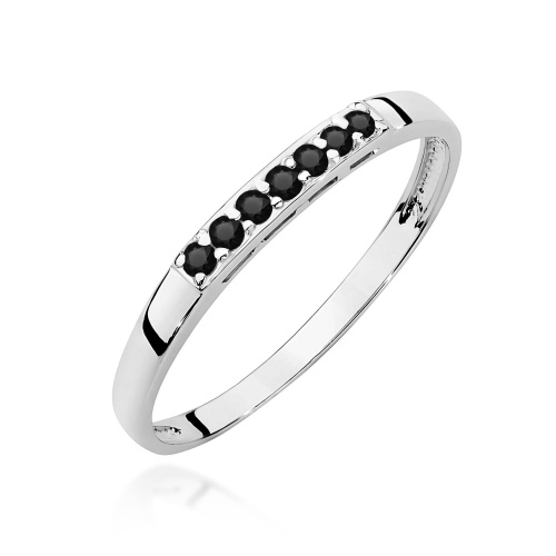 Pierścionek W0619 Czarny Diament 0,12ct białe złoto 375