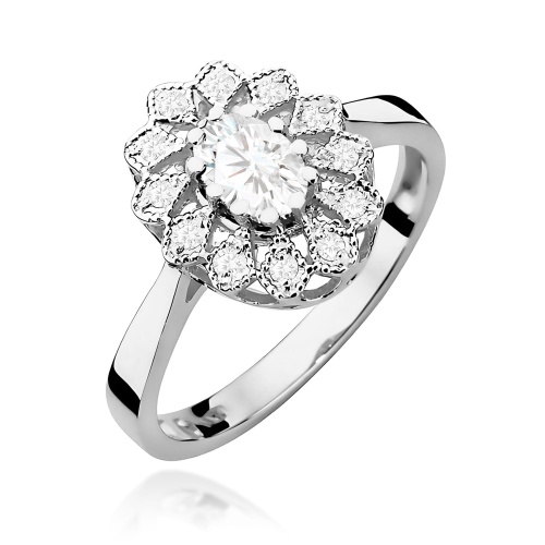 Pierścionek W0354 Diament Laboratoryjny 0,40ct białe złoto 375
