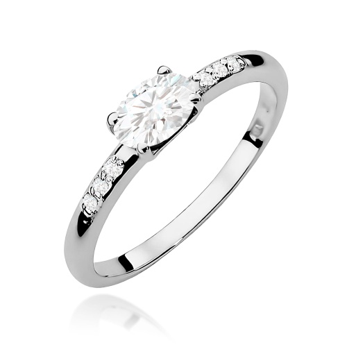 Pierścionek W0077 Diament laboratoryjny 0,40ct białe złoto 375