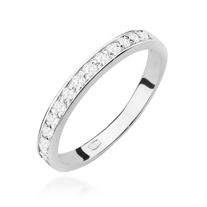 Pierścionek W0446 z diamentami laboratoryjnymi białe złoto 375