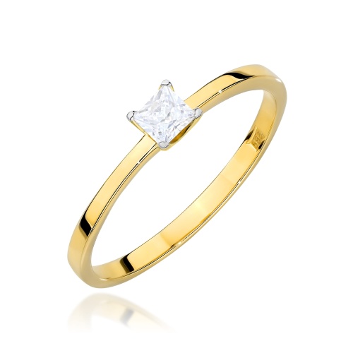 Žiedas W0586 Laboratorinis deimantas 0,15ct Geltonas auksas 375