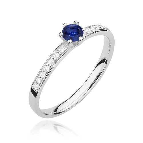 Inel W0459 Safir 0,15ct Aur alb 375