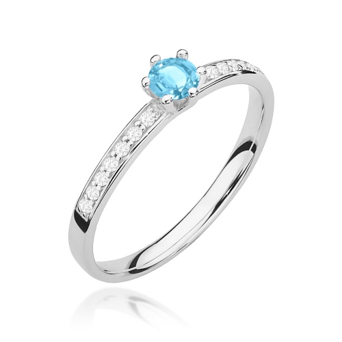 Pierścionek W0459 Topaz Swiss 0,15ct białe złoto 375