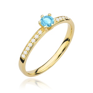 Pierścionek W0459 Topaz Swiss 0,15ct żółte złoto 375