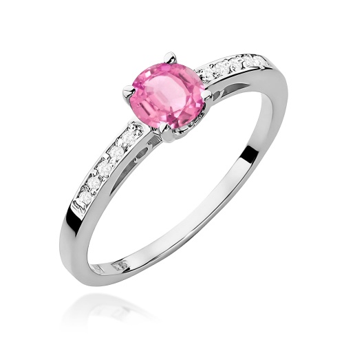 Pierścionek W0066 Różowy Topaz 0,60ct białe złoto 375