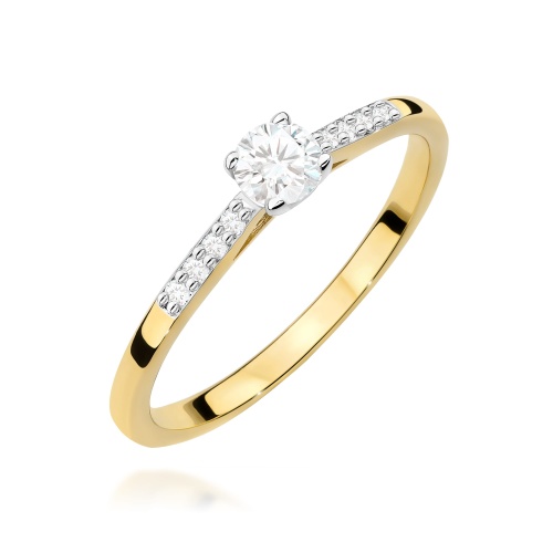 Pierścionek W0668 z diamentami laboratoryjnymi żółte złoto 375