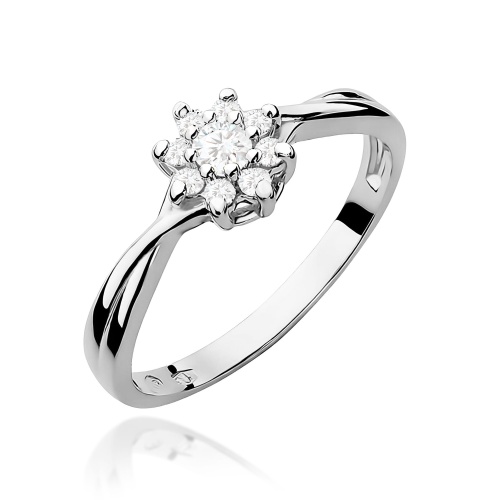 Pierścionek W0072 Diament laboratoryjny 0,10ct białe złoto 375