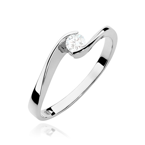 Pierścionek W0160 Diament Laboratoryjny 0,13ct białe złoto 375