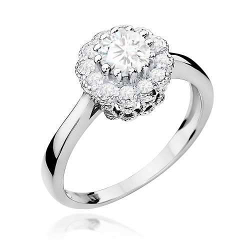Inel W0284 Safir alb 0,60ct Aur alb 375