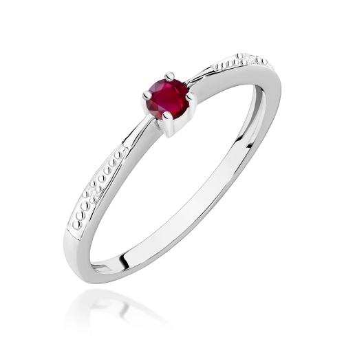 Pierścionek W0465 Rubin 0,15ct białe złoto 375