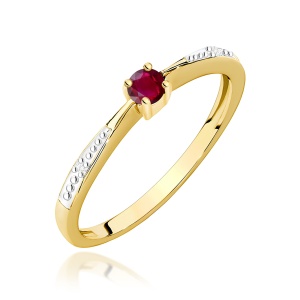 Pierścionek W0465 Rubin 0,15ct żółte złoto 375