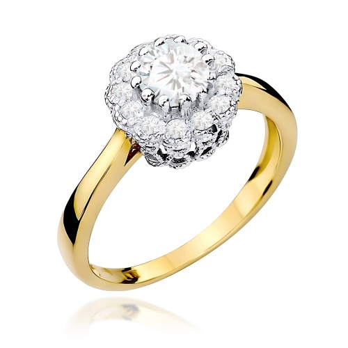 Pierścionek W0284 Biały Szafir 0,60ct żółte złoto 375