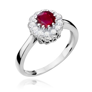 Pierścionek W0284 Rubin 0,60ct białe złoto 375