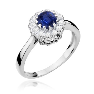 Pierścionek W0284 Szafir 0,50ct białe złoto 375