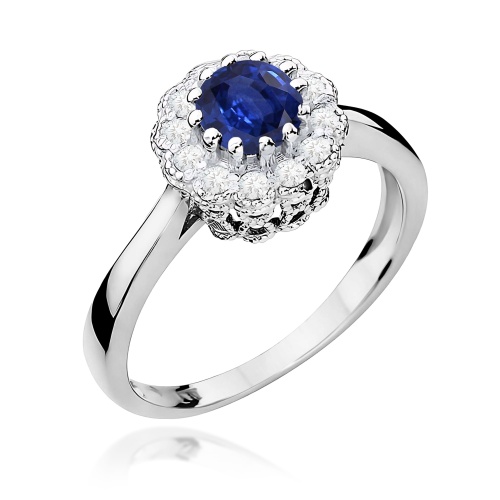 Inel W0284 Safir 0,50ct Aur alb 375