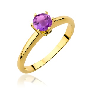 Pierścionek W0557 Ametyst 0,50ct żółte złoto 375