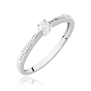 Pierścionek W0465 Diament 0,01ct białe złoto 375