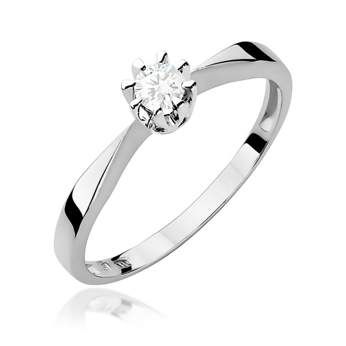 Pierścionek W0173 Diament 0,15ct białe złoto 375