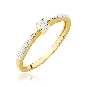 Pierścionek W0465 Diament 0,01ct żółte złoto 375