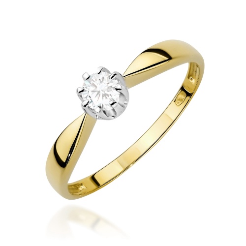 Pierścionek W0228 Diament 0,15ct żółte złoto 375