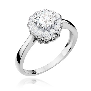 Pierścionek W0284 Diament laboratoryjny 0,50ct białe złoto 375