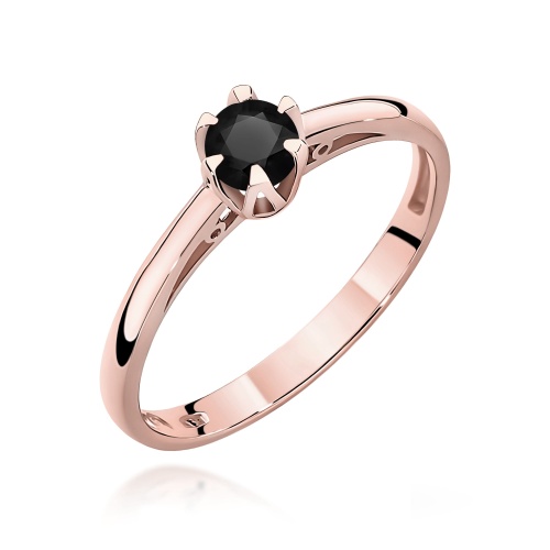 Pierścionek W0133 Czarny Diament 0,20ct różowe złoto