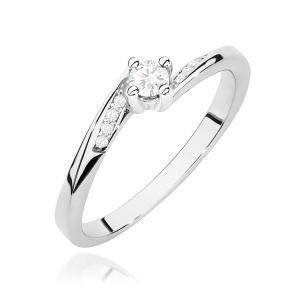 Pierścionek W0262 Diament 0,15ct białe złoto