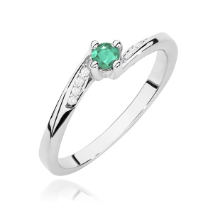 Pierścionek W0262 Szmaragd 0,15ct białe złoto
