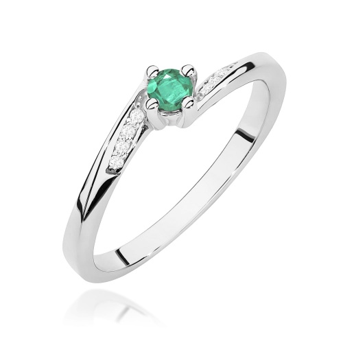 Pierścionek W0262 Szmaragd 0,15ct białe złoto