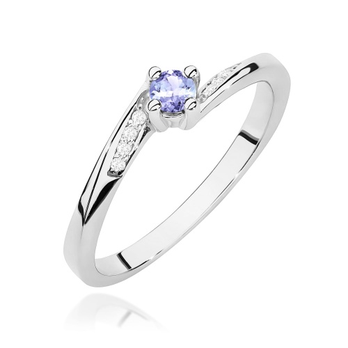 Pierścionek W0262 Tanzanit 0,15ct białe złoto