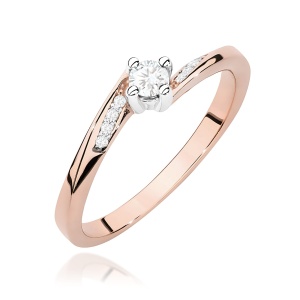 Pierścionek W0262 Diament 0,10ct różowe złoto