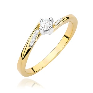 Pierścionek W0262 Diament 0,10ct żółte złoto