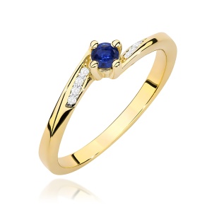 Pierścionek W0262 Szafir 0,15ct żółte złoto