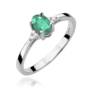 Pierścionek W0301 Szmaragd 0,40ct białe złoto