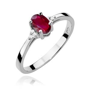 Pierścionek W0301 Rubin 0,60ct białe złoto 375