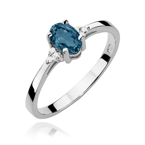 Pierścionek W0301 Topaz London Blue 0,50ct białe złoto 375