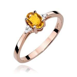 Pierścionek W0301 Cytryn 0,60ct różowe złoto
