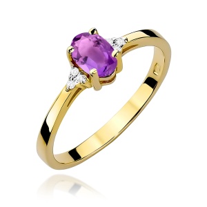 Pierścionek W0301 Ametyst 0,40ct żółte złoto 375