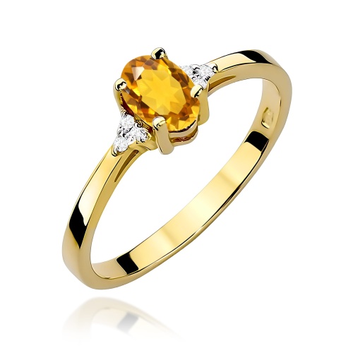 Pierścionek W0301 Cytryn 0,60ct żołte złoto 375