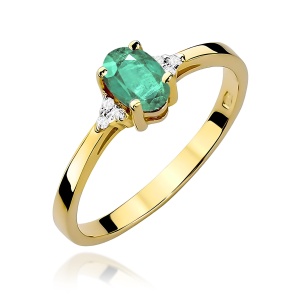 Pierścionek W0301 Szmaragd 0,40ct żółte złoto 375