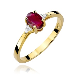 Pierścionek W0301 Rubin 0,60ct żółte złoto 375