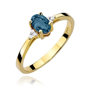 Pierścionek W0301 Topaz London Blue 0,50ct żółte złoto 375
