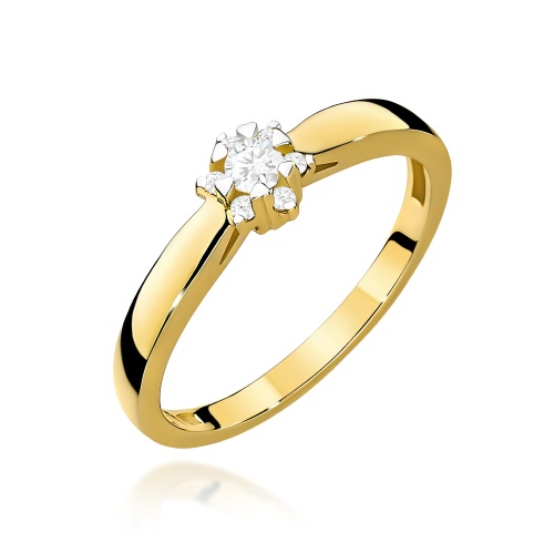 Pierścionek W0061 Diament laboratoryjny 0,10ct żółte złoto 375