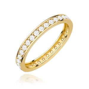Pierścionek W0699 z diamentami żółte złoto
