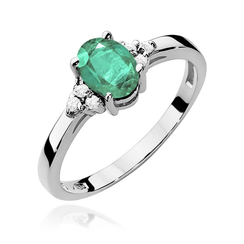 Pierścionek W0308 Szmaragd 0,80ct białe złoto 375