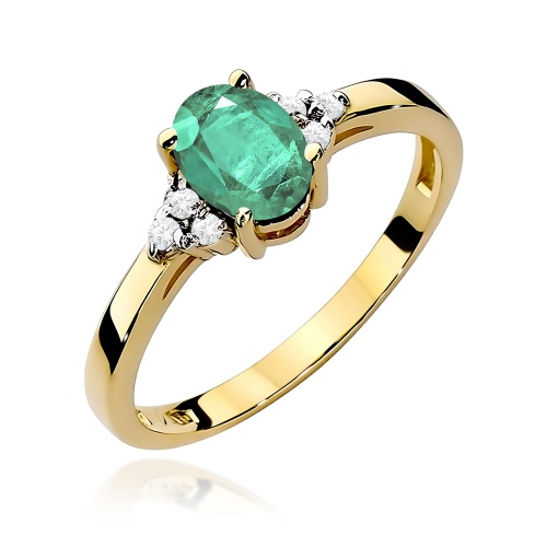 Pierścionek W0308 Szmaragd 0,80ct żółte złoto 375
