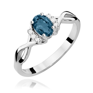 Pierścionek W0019 Topaz London Blue 0,50ct białe złoto